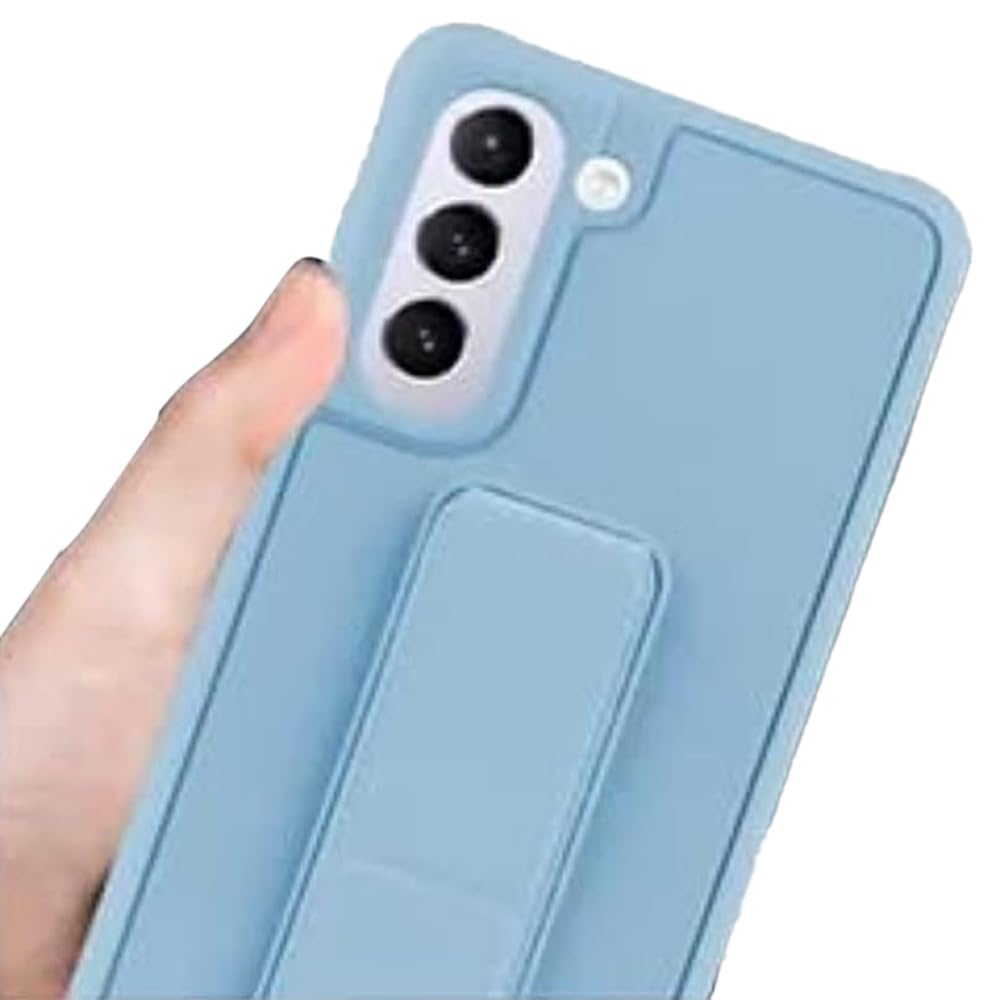 Topr for Samsung Galaxy S21 FE with Magnetic Stand & Holder, Premium Silicone Vertical & Horizontal Hand Strap Grip Multi Stand, Car Mount Kickstand Case Finger Strap Cover (Dark Blue)