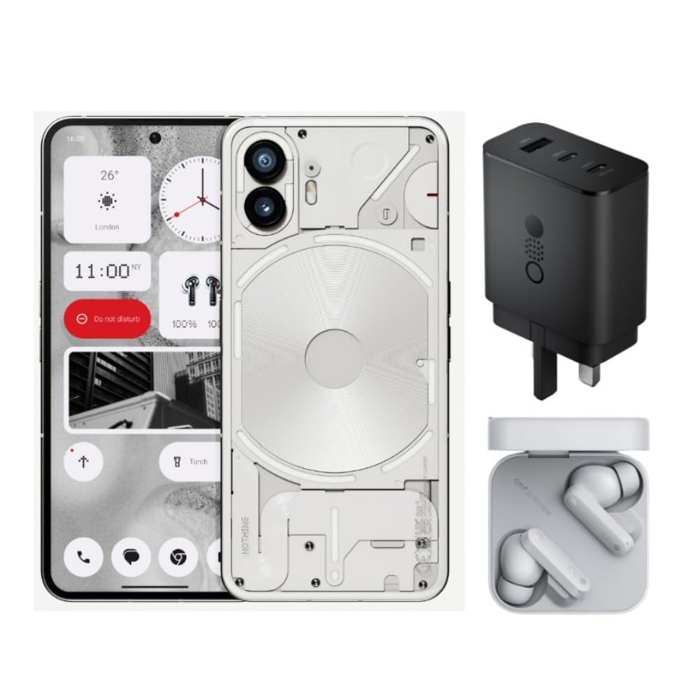 هاتف Nothing Phone (2) 12+512 أبيض + عرض حزمة CMF Buds + محول CMF 65 واط