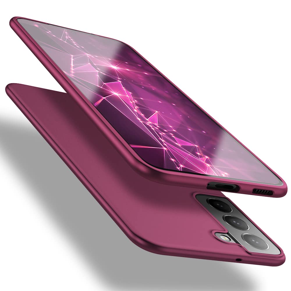 X-level Samsung Galaxy S22 Case Slim Fit Soft TPU Super Thin [Guardian Series] S22 Phone Back Cover Light Protective Matte Finish Coating Cases Compatible Samsung Galaxy S22-Wine red