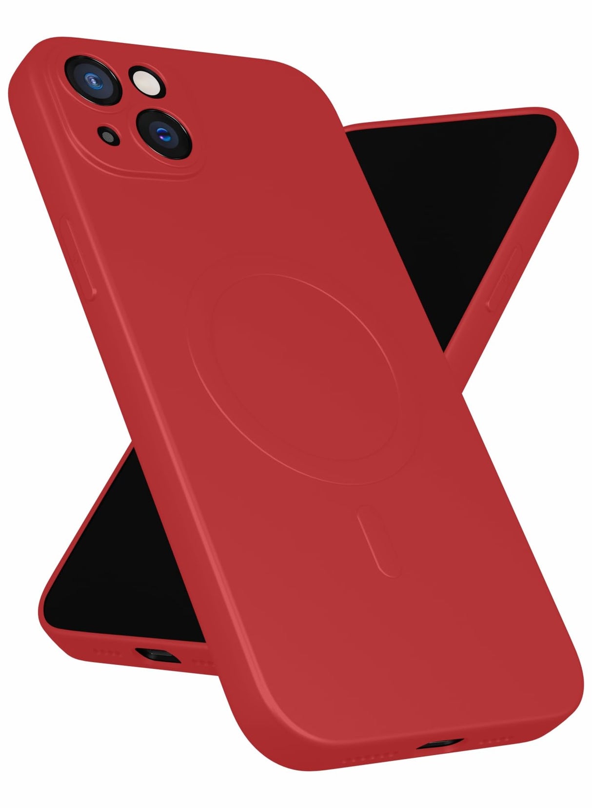 جراب MOBILIUS لهاتف iPhone 14 Plus، [بطانة ناعمة من الألياف الدقيقة المضادة للخدش] [متوافق مع MagSafe] جراب هاتف مغناطيسي مقاوم للصدمات مصمم لهاتف iPhone 14 Plus (6.7 بوصة)، أحمر