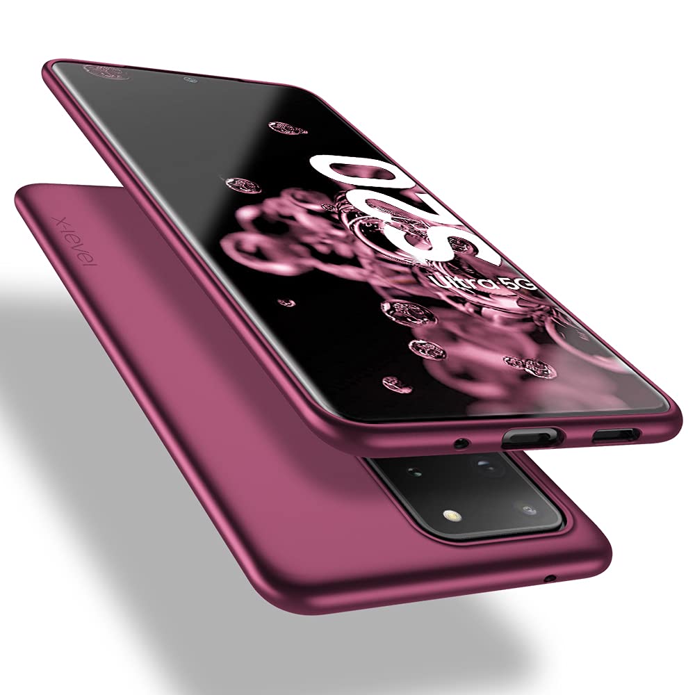جراب X-level Samsung Galaxy S20 Ultra، [سلسلة Guardian] جراب واقٍ رفيع للغاية ونحيف ومرن من مادة TPU بلمسة نهائية غير لامعة لهاتف Samsung Galaxy S20 Ultra - أحمر نبيذي