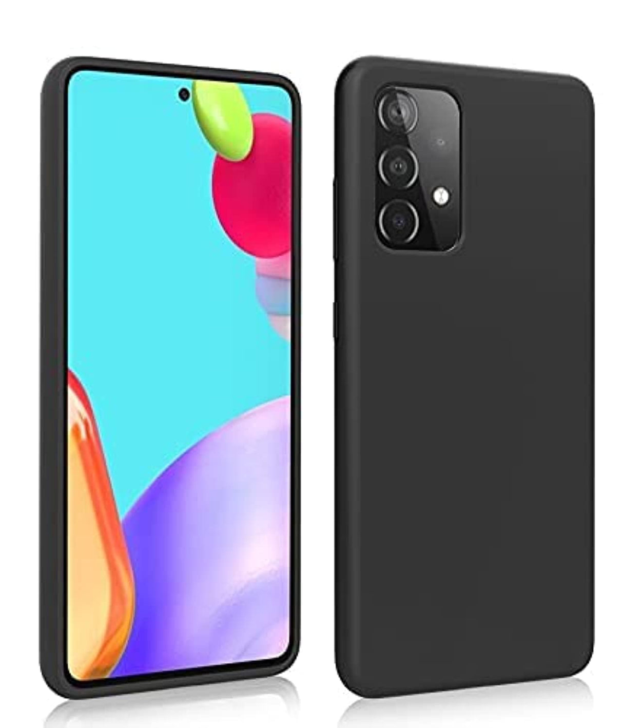 AWH Silicone Protective Case Cover designed for Samsung Galaxy A52 (4G and 5G) Soft Liquid Rubber Gel Matte Finish, (Black)