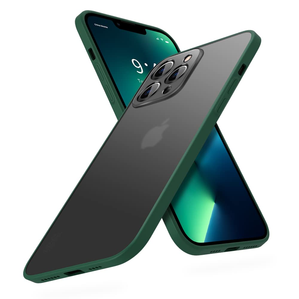 X-Level iPhone 13 Pro Max case Shockproof Matte Finsish case Military Grade Protection TPU Bumper High-strength translucent back Protective Cases for iPhone 13 Pro Max Cover-Green