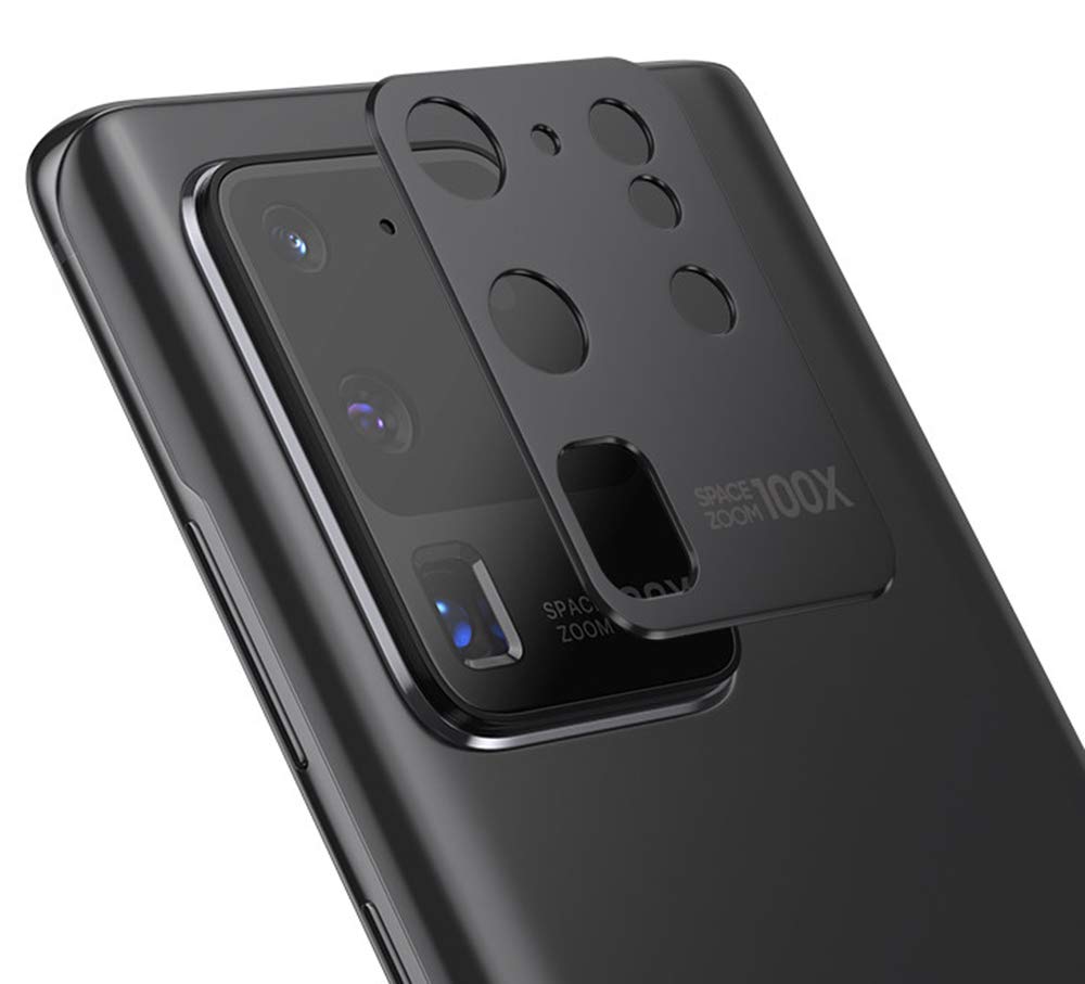 واقي عدسة الكاميرا XINKOE XINKO لهاتف Samsung Galaxy S20 Ultra، [عبوة من قطعتين] غطاء حلقي، مادة معدنية عالية الجودة [مضادة للسقوط] [مقاوم للتآكل] حماية 360 درجة - أسود