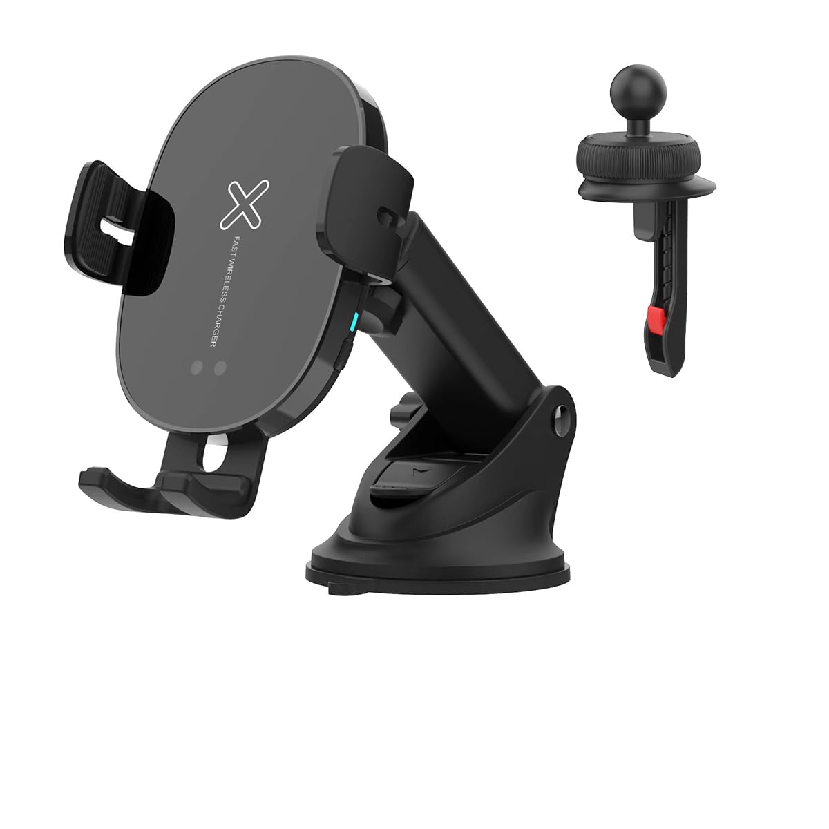 حامل هاتف ذكي لاسلكي للسيارة 2 في 1 من تراندز TR-WHO8764، أسود