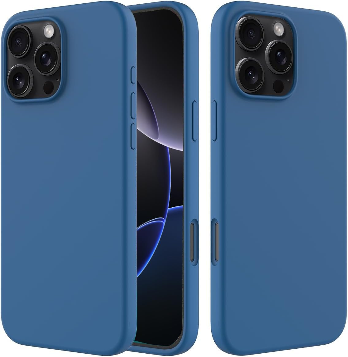 TR-PLANET for iPhone 16 Pro Max Liquid Silicon Case, Microfiber Lining Shockproof Slim Thin Phone Case, Lightweight Soft Back TPU Rubber Gel Cover Compatible With iPhone 16 Pro Max, Dark Blue