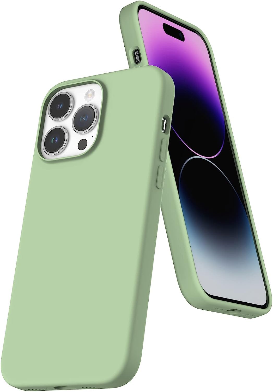 جراب AWH متوافق مع iPhone 14 Pro Max للنساء - حماية من السقوط، مضاد لبصمات الأصابع، مضاد للخدش، مقاوم للصدمات، جراب هاتف سيليكون ناعم الملمس لهاتف iPhone 14 Pro Max 6.7 بوصة (أخضر صنوبري)