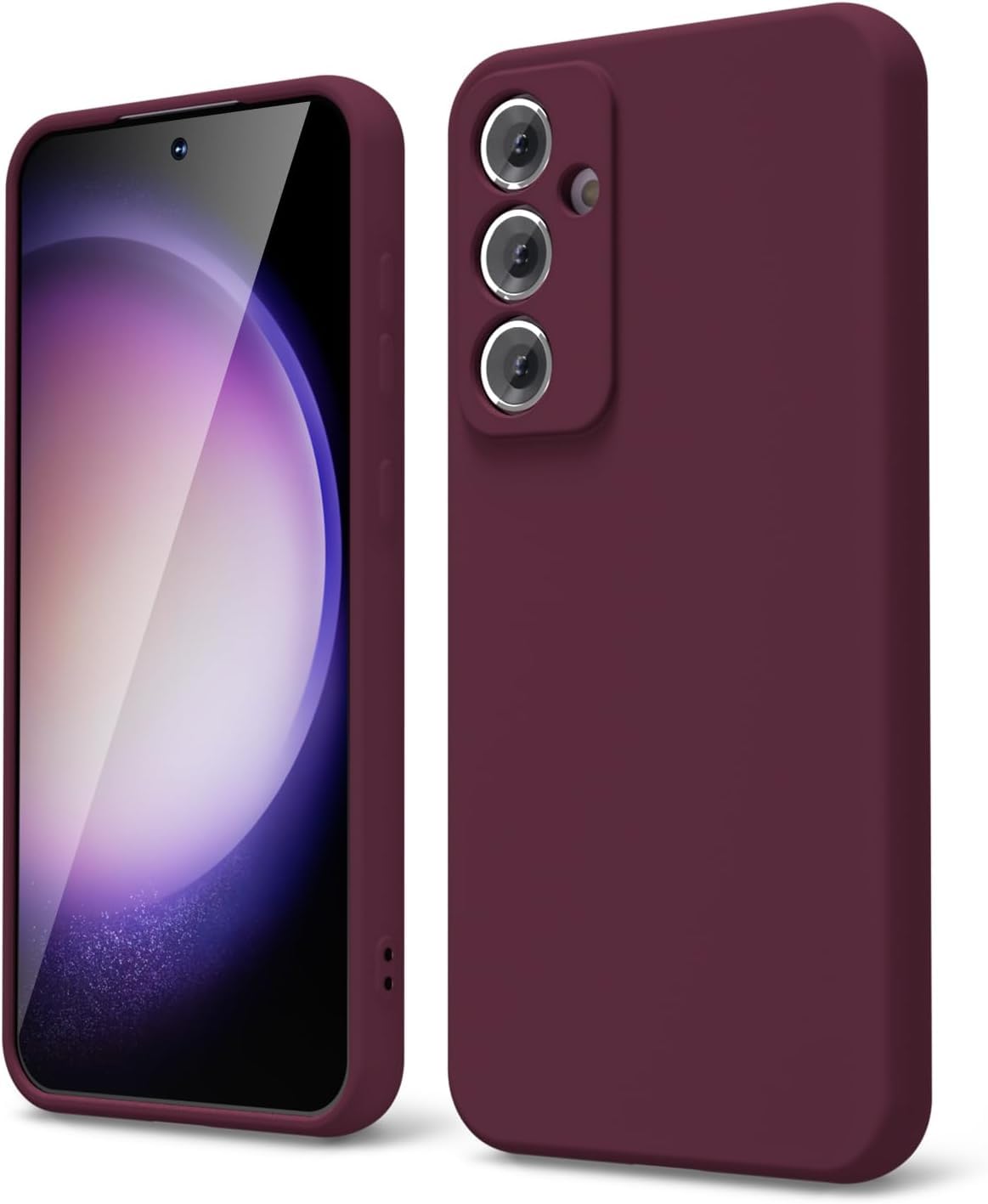 جراب هاتف AWH S23 FE مصنوع من السيليكون السائل - غطاء جل ناعم من مادة TPU المطاطية الرقيقة والناعمة غير اللامعة والصلبة والواقية والمضادة للصدمات (بورجوندي)