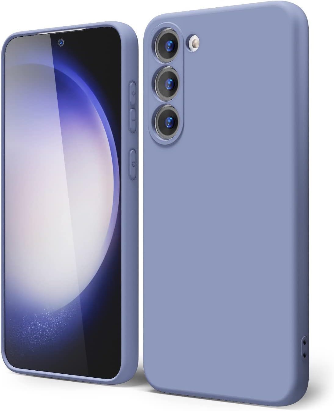 جراب هاتف AWH S23 من السيليكون السائل - غطاء جل ناعم من مادة TPU المطاطية الرقيقة بتصميم جمالي، متين غير لامع، واقي ومقاوم للصدمات (رمادي لافندر)