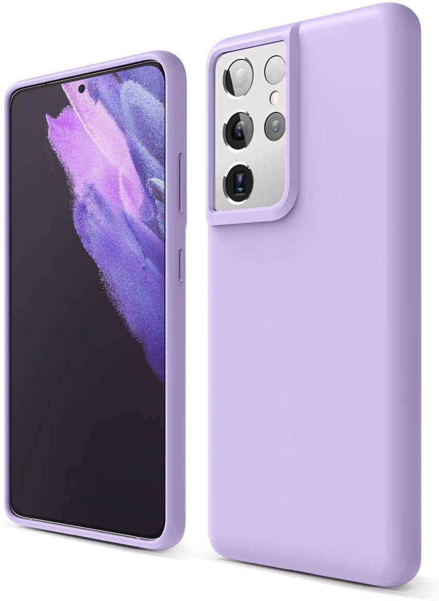 AWH Silicone Protective Case Cover designed for Samsung Galaxy S21 Ultra Soft Liquid Rubber Gel Matte Finish, (Light Purple)