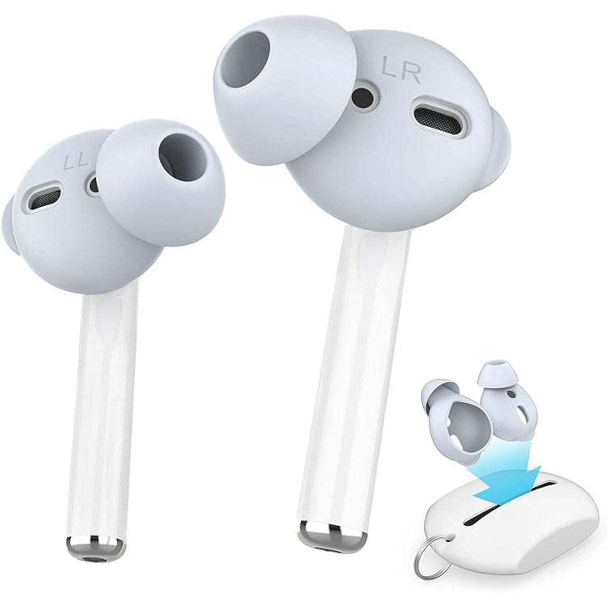 غطاء سيليكون AhaStyle لسماعات Airpods (3 أزواج كبيرة) - أزرق فاتح
