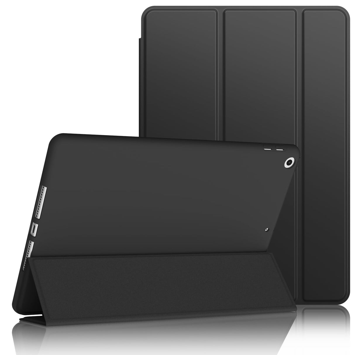 حافظة VANCLE PU لجهاز iPad 9/8/7 (10.2 بوصة، موديل 2021/2020/2019، الجيل التاسع/الثامن/السابع)، حافظة حماية ذكية رفيعة مع ظهر صلب لجهاز iPad 9/8/7 مقاس 10.2 بوصة (أسود)