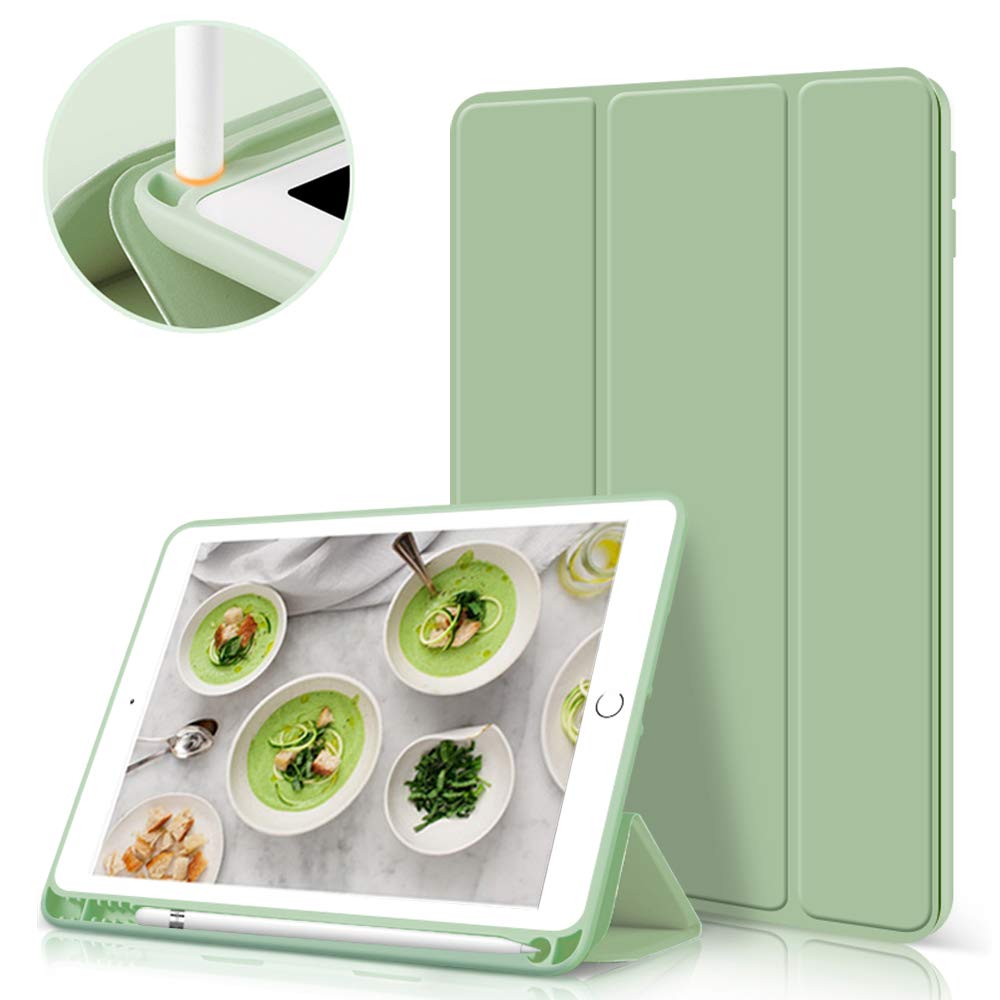 Aoub Case for iPad 9.7 inch 6th/5th Generation Case 2018/2017 with Pencil Holder, Thin Lightweight Smart Stand Cover, Auto Wake/Sleep, Model A1822/A1823/A1893/A1954, Light Green