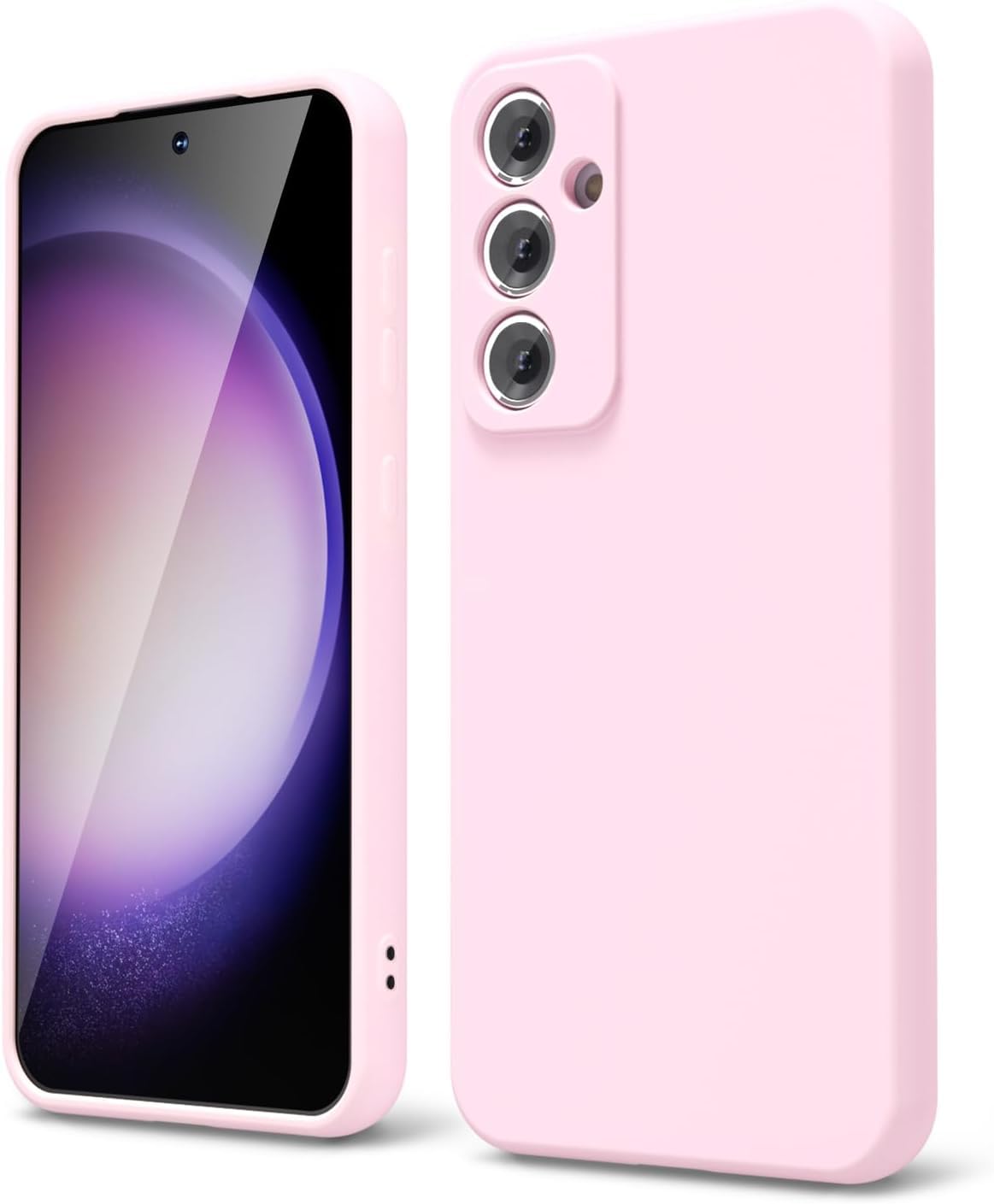 AWH S23 FE Phone Case Liquid Silicone - Thin Slim Soft Rubber TPU Plain Smooth Gel Cover Matte Solid Protective & Shockproof (Rose pink)