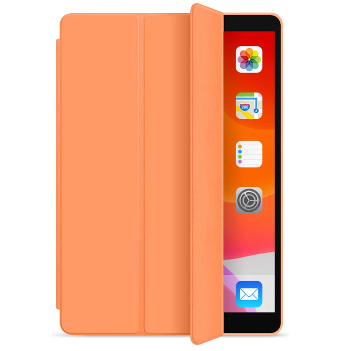 جراب AWH لجهاز iPad الجيل السابع / الثامن مقاس 10.2 بوصة 2019 2020، جراب ذكي خفيف الوزن فائق النحافة مصنوع من مادة TPU الناعمة والسيليكون مع حامل وخاصية السكون/التنشيط التلقائي لجهاز iPad 7th iPad 8th Gen مقاس 10.2 بوصة (برتقالي)