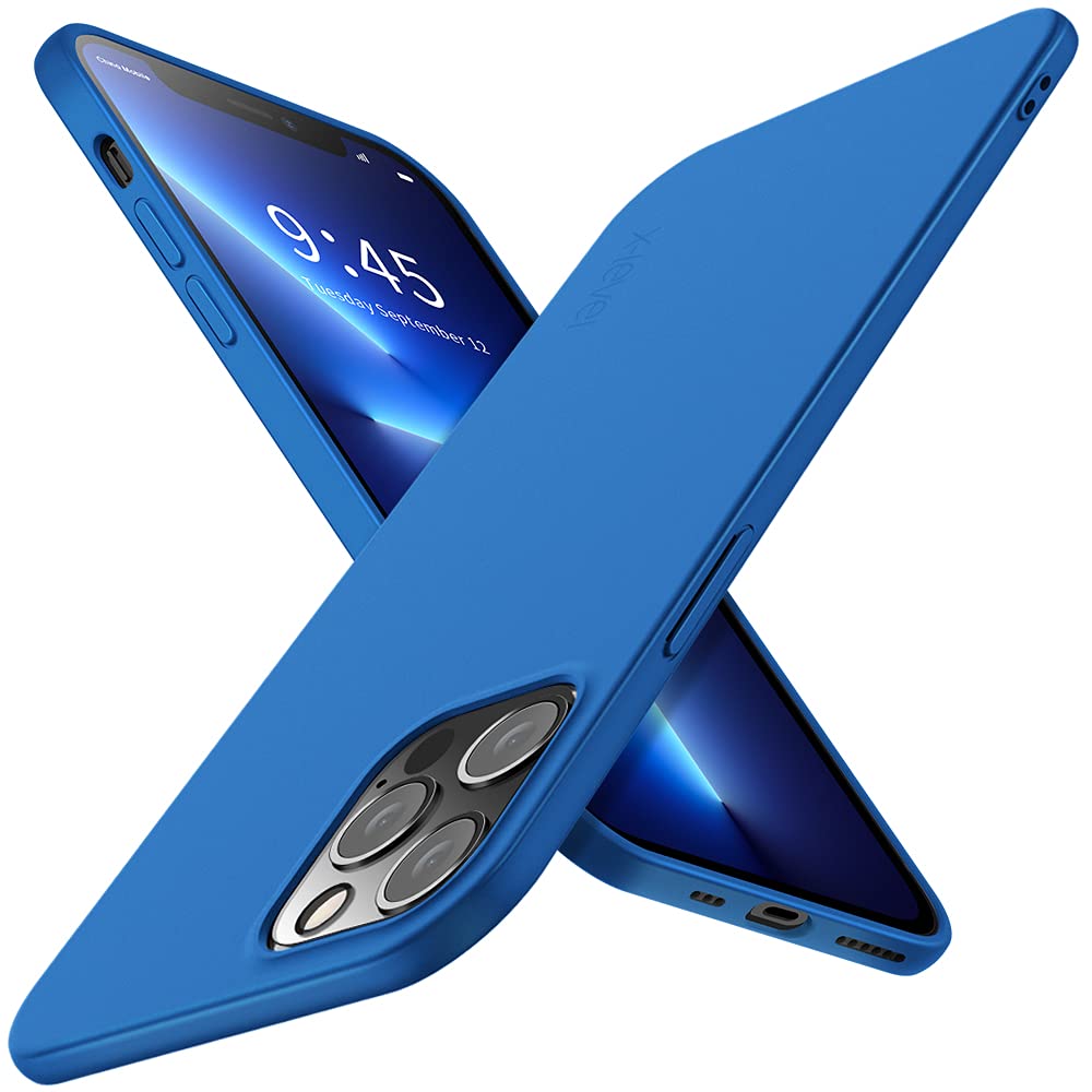 جراب X-Level المتوافق مع iPhone 13 Pro رفيع للغاية وملائم بشكل نحيف من مادة TPU الناعمة [سلسلة Guardian] بطبقة نهائية غير لامعة وأغطية هاتف خفيفة الوزن وغطاء خلفي لهاتف iPhone 13 Pro (2021) - أزرق