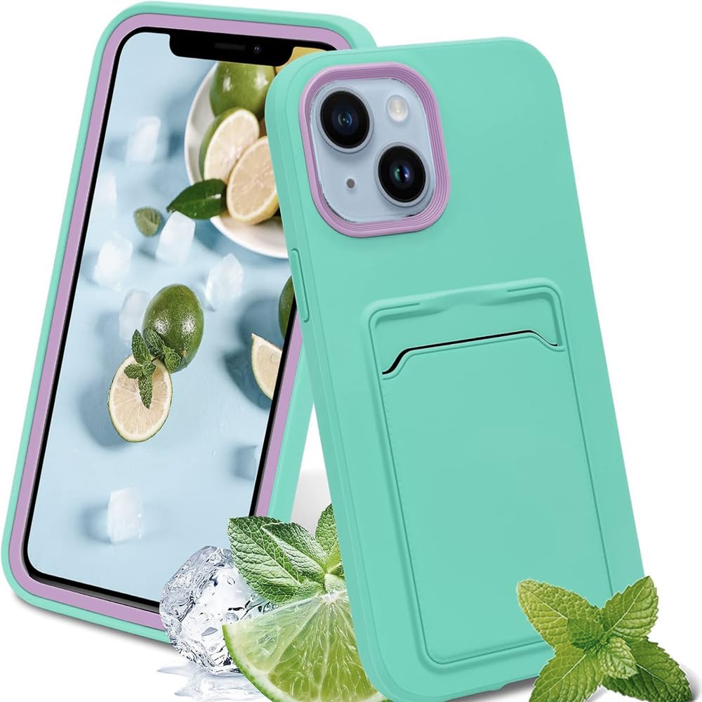 حافظة محفظة AMERTEER | حافظة محفظة رفيعة لهاتف iPhone 14 | حافظة بطاقات من السيليكون الناعم | تصميم بسيط وأنيق ومقاوم للصدمات | فتحة بطاقة مريحة للاستخدام اليومي