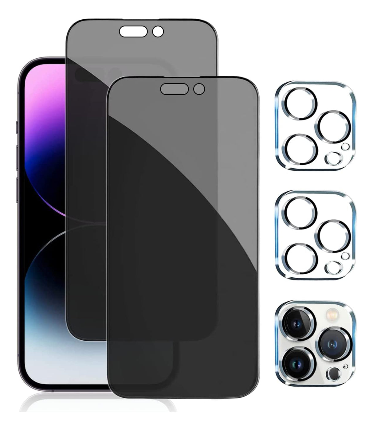 واقي شاشة AWH 2+2 مع واقي عدسة الكاميرا، غشاء زجاجي مقوى مضاد للتجسس، صلابة 9H، حماية الحافة، تركيب سهل، خالٍ من الفقاعات، تصميم خاص (iPhone 14 Pro Max)