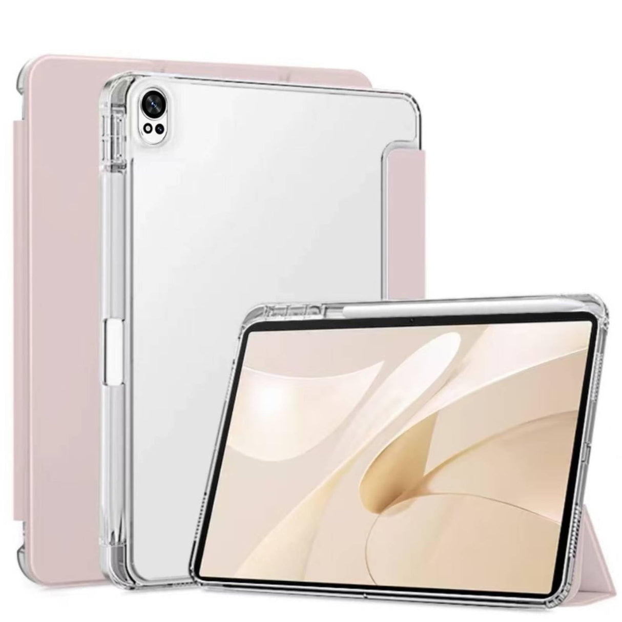 غطاء Vurtboly متوافق مع Huawei MatePad 12X 12" 2024 مع حامل قلم رصاص، غطاء TPU خفيف الوزن نحيف مقاوم للصدمات مع غطاء سيليكون شفاف واقٍ لهاتف Huawei MatePad 12X (وردي)
