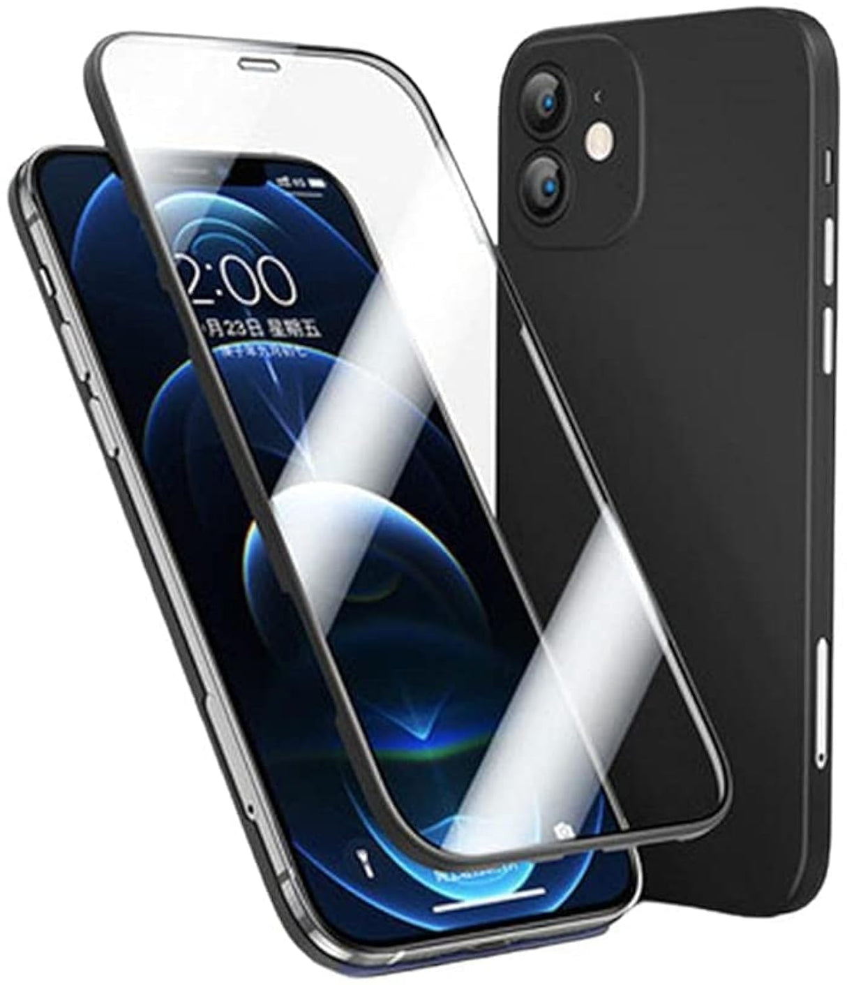 TOP SHOCK Full Protection Case For iPhone 13 Pro |13 Pro Max Shock proof Bumper Cover Anti-Scratch Ultra-thin Double Sided 2in1 Tempered Glass + PC Back Cover 360° Armor Ace (Black, iPhone 13 Pro)