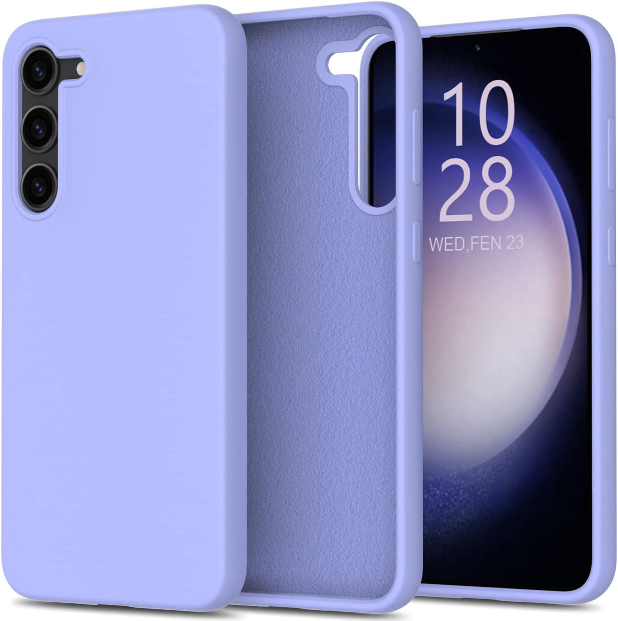 جراب AWH لهاتف Galaxy S23+ Plus - غطاء سيليكون سائل حريري خفيف الوزن وخفيف الوزن - بطانة من الألياف الدقيقة مقاومة للخدش - مصمم للنساء والفتيات - جراب هاتف واقٍ (أرجواني)