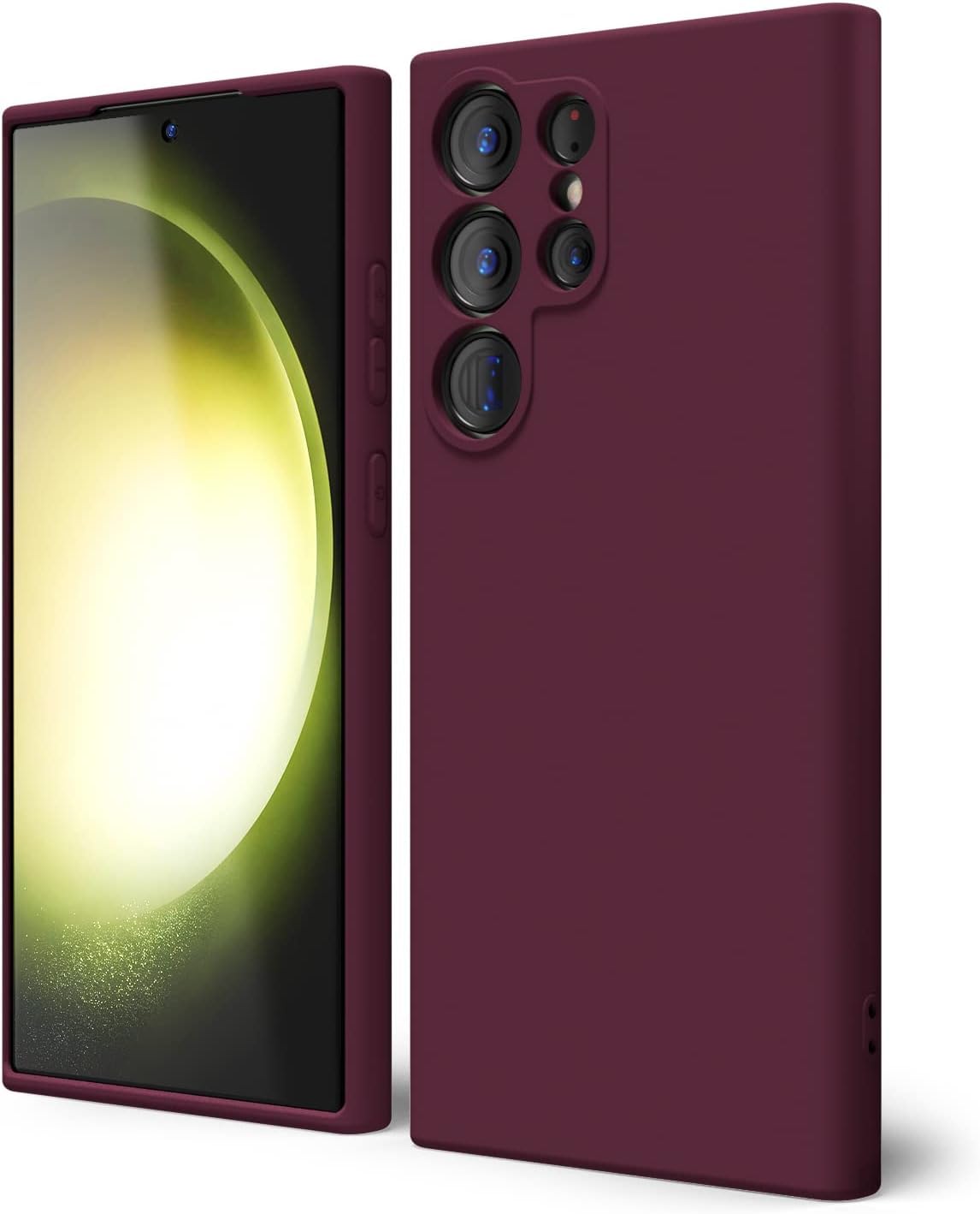 AWH S23 Ultra Phone Case Liquid Silicone - Thin Slim Soft Rubber TPU Plain Smooth Gel Cover Aesthetic Design, Matte Solid Protective & Shockproof Bumper (Burgundy)