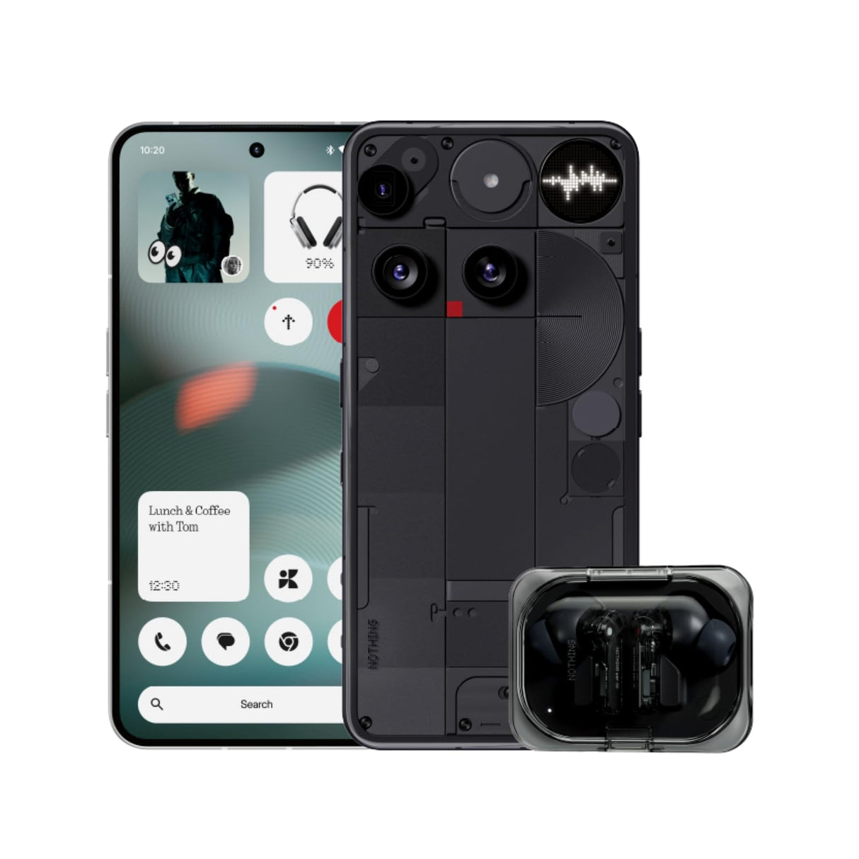 هاتف Nothing Phone (3) A024 5G Black Bundle، (ذاكرة وصول عشوائي 12 جيجابايت، سعة تخزين 256 جيجابايت) كاميرا 50 ميجابكسل، شاشة مرنة AMOLED LTPS عالية الدقة مقاس 6.67 بوصة، بطارية 5150 مللي أمبير في الساعة