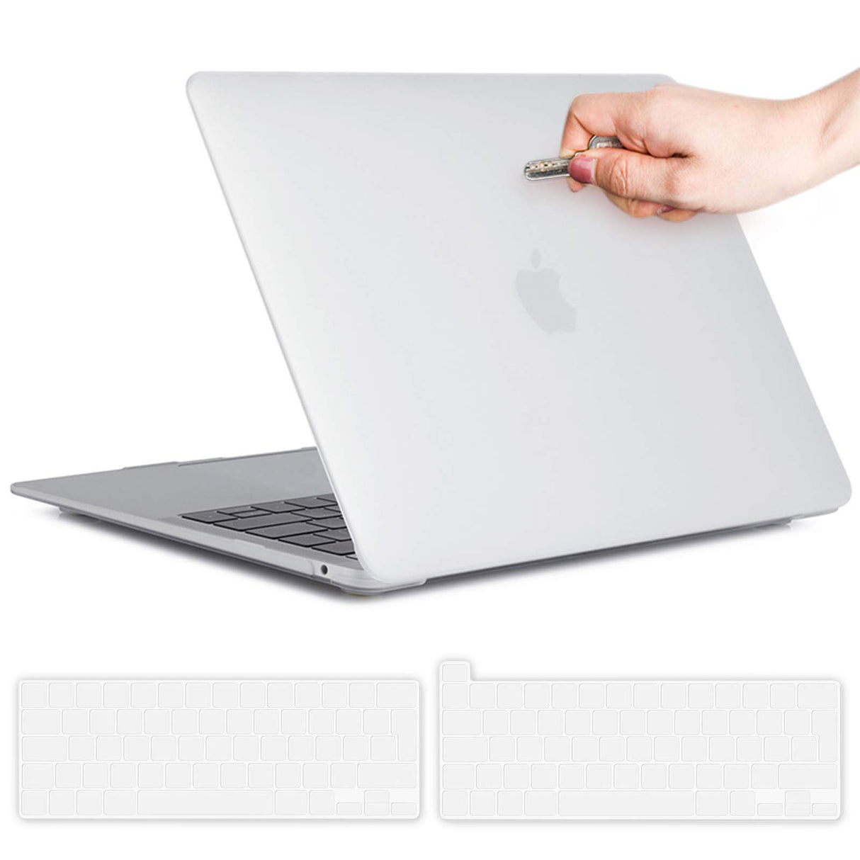 جراب AWH شفاف صلب لجهاز ماك بوك برو 13 بوصة (A1706/A1708/A1989/A2159/A2251/A2289)، جراب صلب من البلاستيك الشفاف غير اللامع مع غطاء لوحة مفاتيح من قطعتين