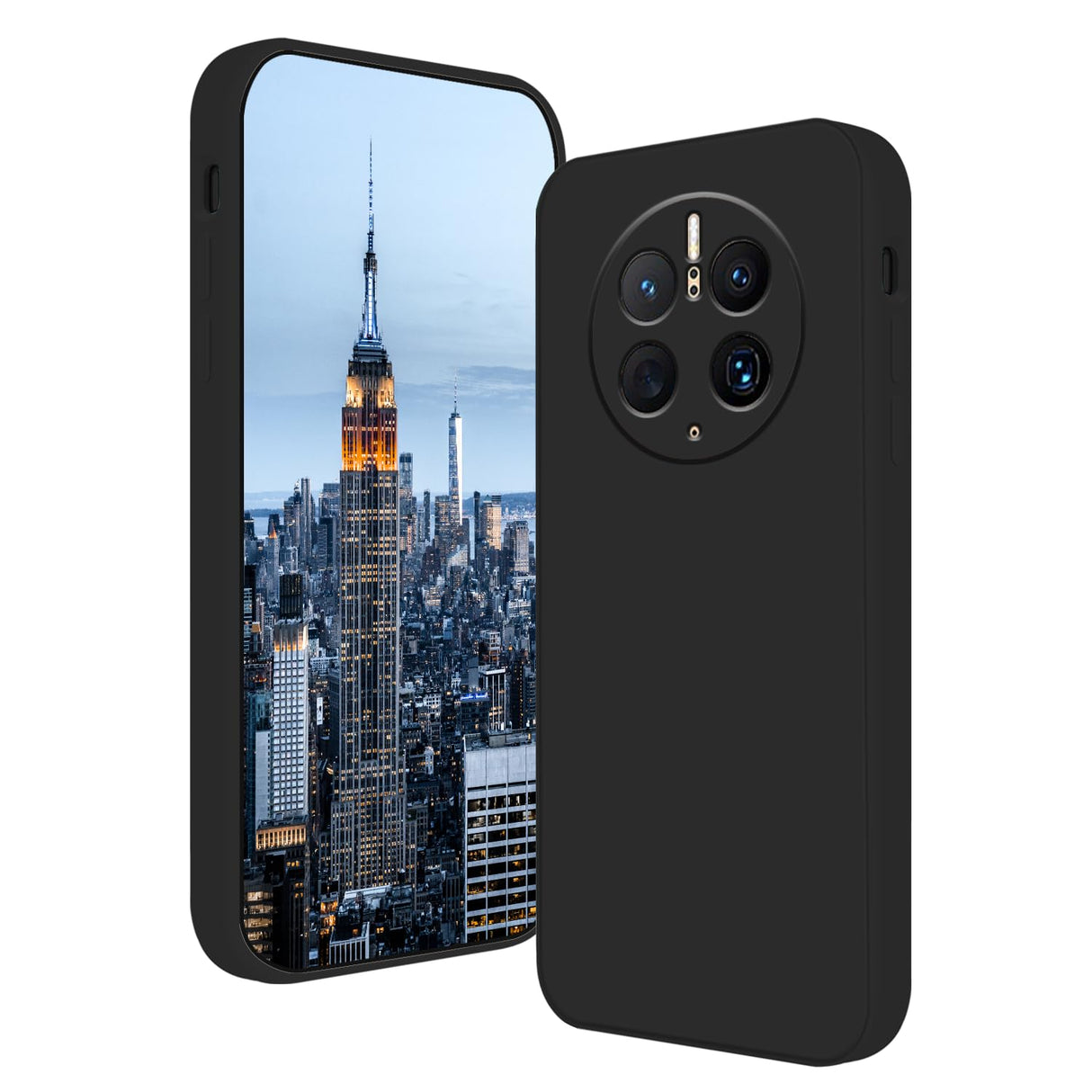 جراب هاتف Huawei Mate 50 Pro من السيليكون السائل باللون الأخضر الداكن، ملمس ناعم ومضاد للصدمات، جراب هاتف Huawei Mate 50 Pro من السيليكون، غطاء رفيع مقاوم للصدمات (أسود)