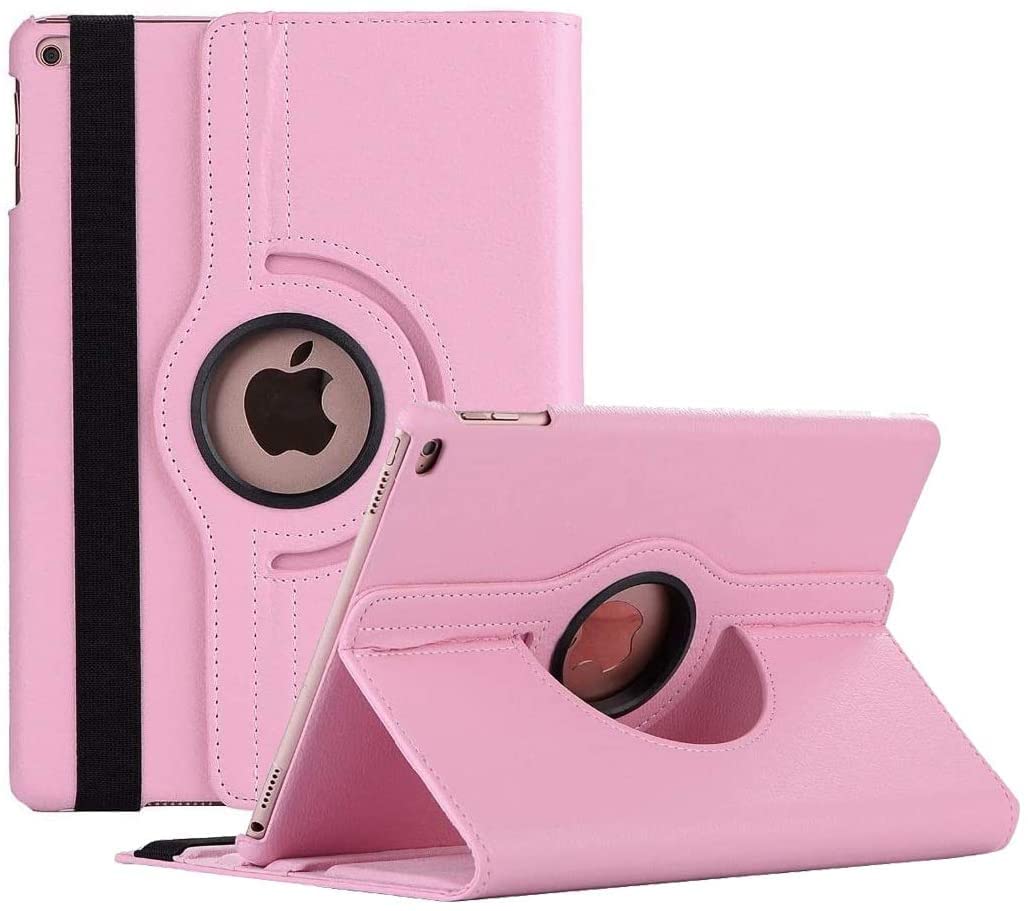 جراب دوار من AWH لجهاز iPad الجيل التاسع (2021) / الجيل الثامن (2020) / الجيل السابع (2019) مقاس 10.2 بوصة - غطاء واقٍ بحامل دوار 360 درجة، وظيفة السكون/التنشيط التلقائي، (وردي)