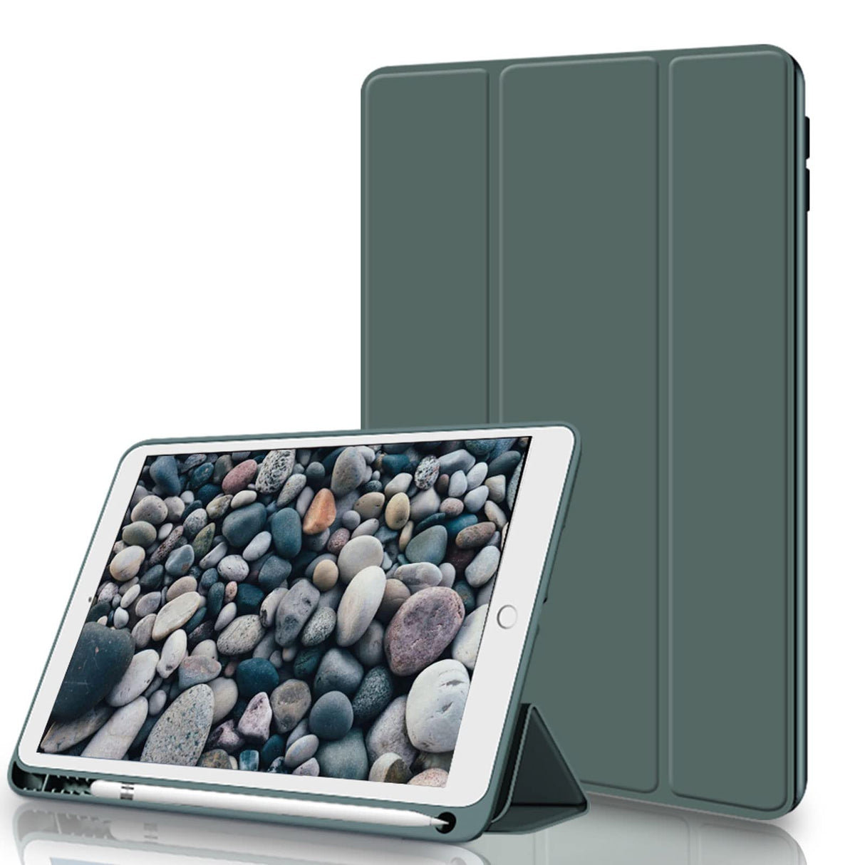 Aoub iPad 5th/6th Generation 9.7 Case 2018/2017 with Pencil Holder, Thin Lightweight Smart Protective Stand Cover, Auto Wake Up/Sleep for iPad 9.7 Inch Model A1822/A1823/A1893/A1954, Dark Green