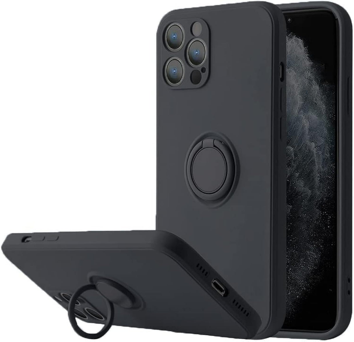 YU WELL iPhone Case Cover Ultra-Thin with Magnetic Ring TPU Matte Finish Coating Grip Slim Fit Phone Case Protective Back Cover for iPhone (iPhone 12 Pro Max, Black)