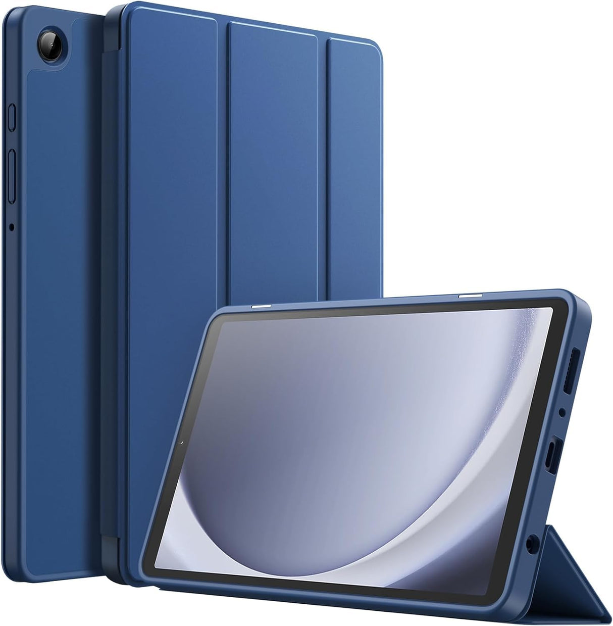 جراب AWH لجهاز Samsung Galaxy Tab A9 مقاس 8.7 بوصة 2023 - هيكل ناعم من مادة TPU، وحامل ثلاثي الطي، وتصميم واقٍ - غطاء أنيق للجهاز اللوحي لمزيد من الراحة والوظائف (أزرق داكن)