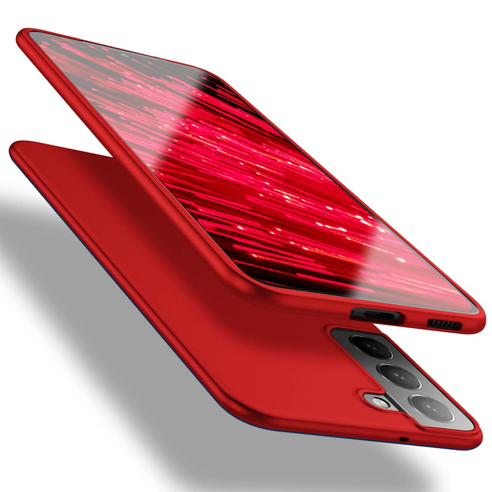 X-level Samsung Galaxy S22 Case Slim Fit Soft TPU Super Thin [Guardian Series] S22 Phone Back Cover Light Protective Matte Finish Coating Cases Compatible Samsung Galaxy S22-Red