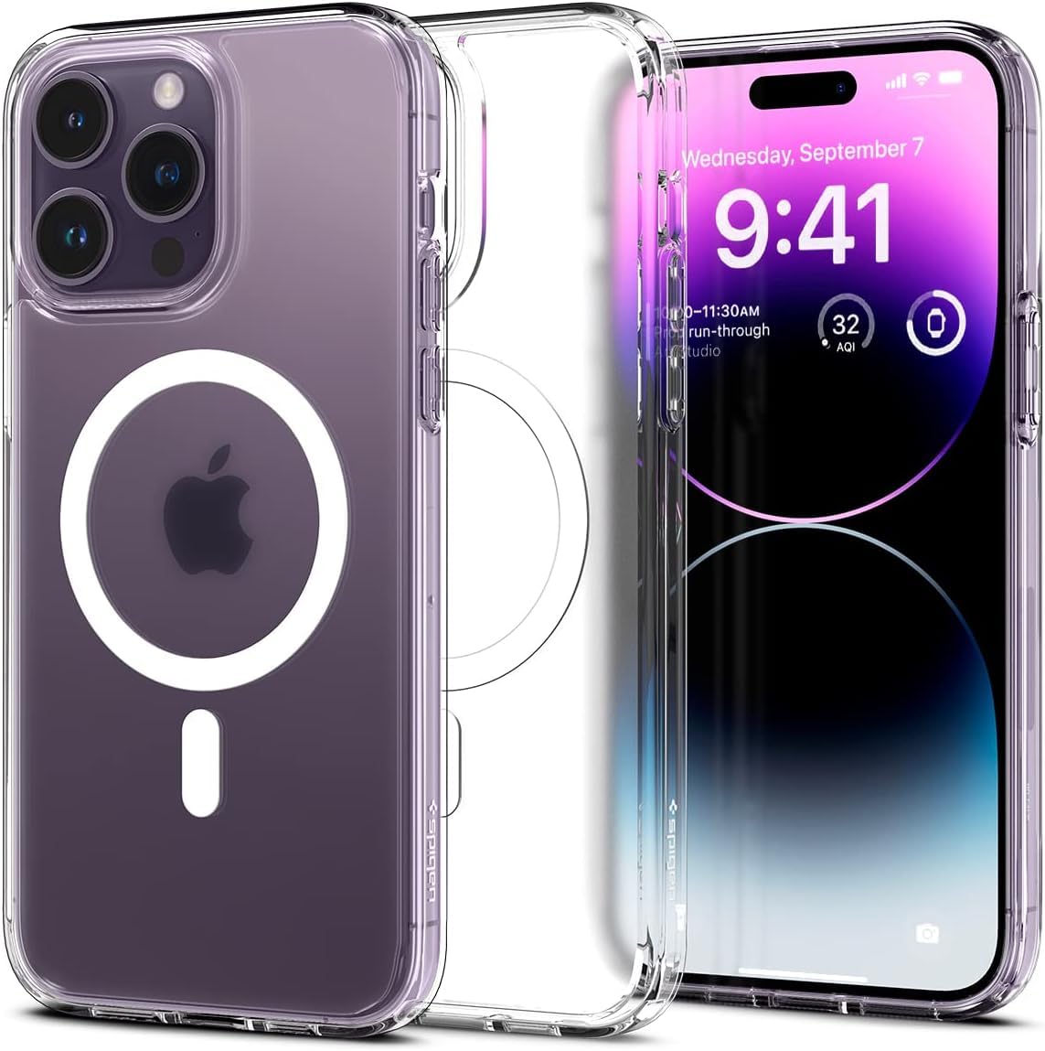 جراب شفاف مغناطيسي من YU WELL لهاتف iPhone 14 Pro Max متوافق مع الشحن اللاسلكي الآمن من Mag، غطاء ممتص للصدمات للهاتف، ظهر شفاف مضاد للخدش