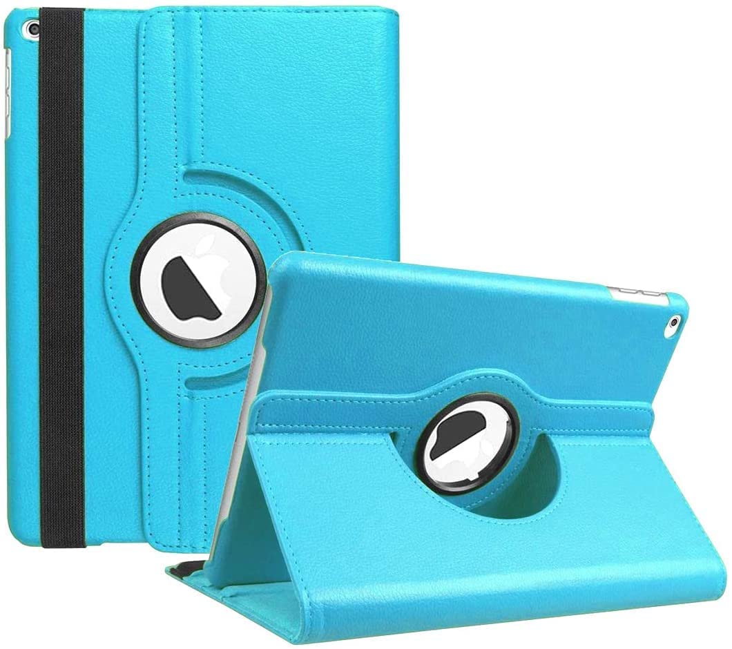 جراب دوار من AWH لجهاز iPad الجيل التاسع (2021) / الجيل الثامن (2020) / الجيل السابع (2019) مقاس 10.2 بوصة - غطاء واقٍ بحامل دوار 360 درجة، وظيفة السكون/التنشيط التلقائي، (أزرق سماوي)