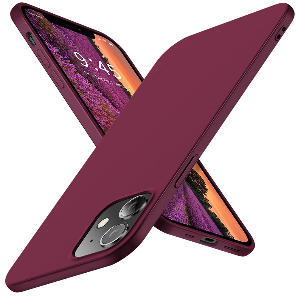 جراب X-level متوافق مع iPhone 12 / iPhone 12 Pro فائق النحافة [سلسلة Guardian] جراب هاتف نحيف ناعم من مادة TPU بطبقة نهائية غير لامعة وغطاء خلفي خفيف الوزن لهاتف iPhone 12 / iPhone 12 Pro 6.1 بوصة (2020) - أحمر نبيذي