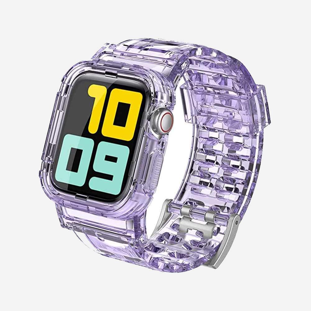 AhaStyle Transparent TPU Apple Watch Band with Rugged Bumper Case 38 / 40mm - Lavender