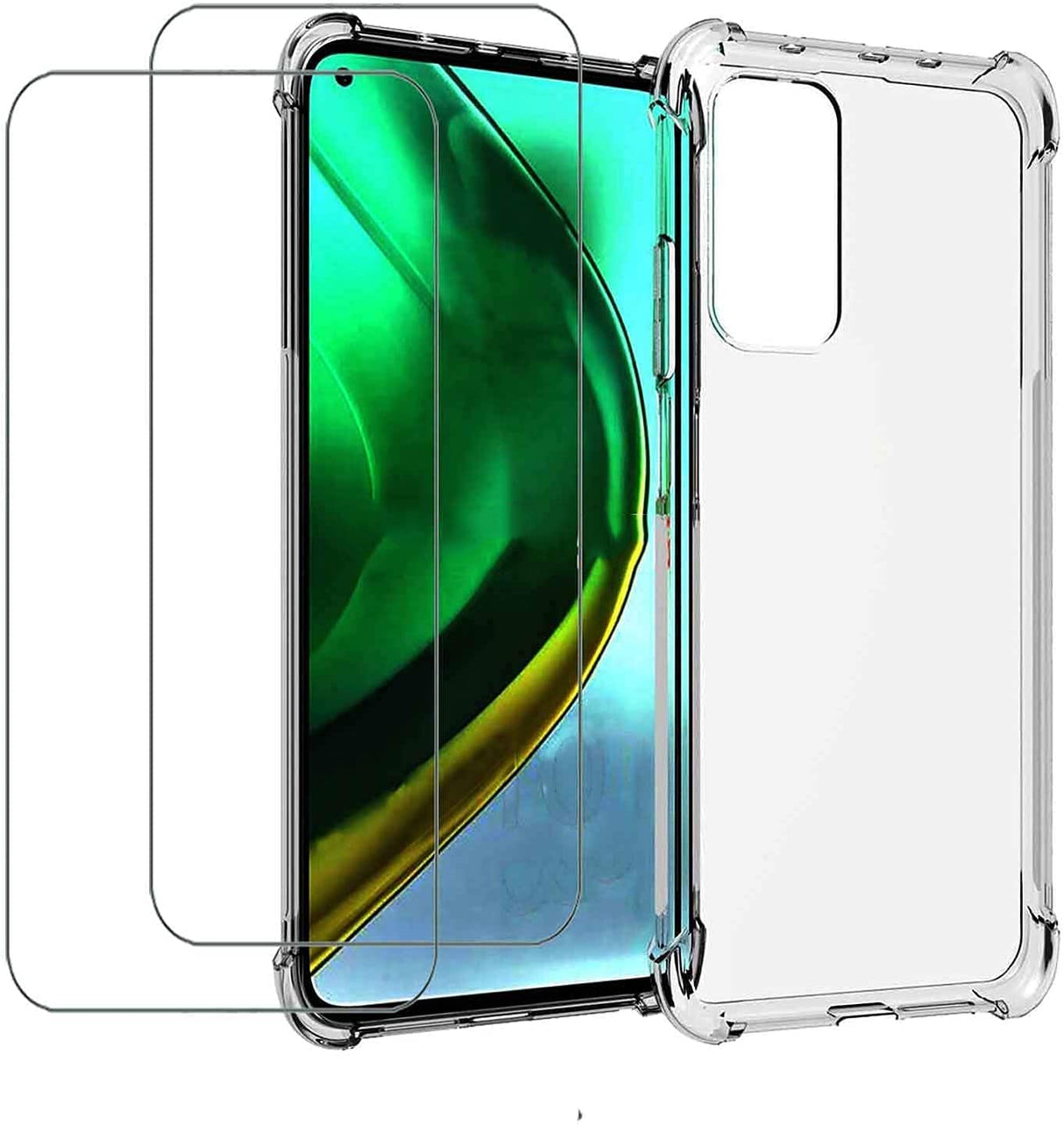 واقي شاشة AWH متوافق مع هاتف Xiaomi Mi 10T Pro وغطاء شفاف من مادة TPU مع أربع زوايا معززة و[عبوتان] واقي شاشة من الزجاج المقوى لهاتف Mi 10t pro.