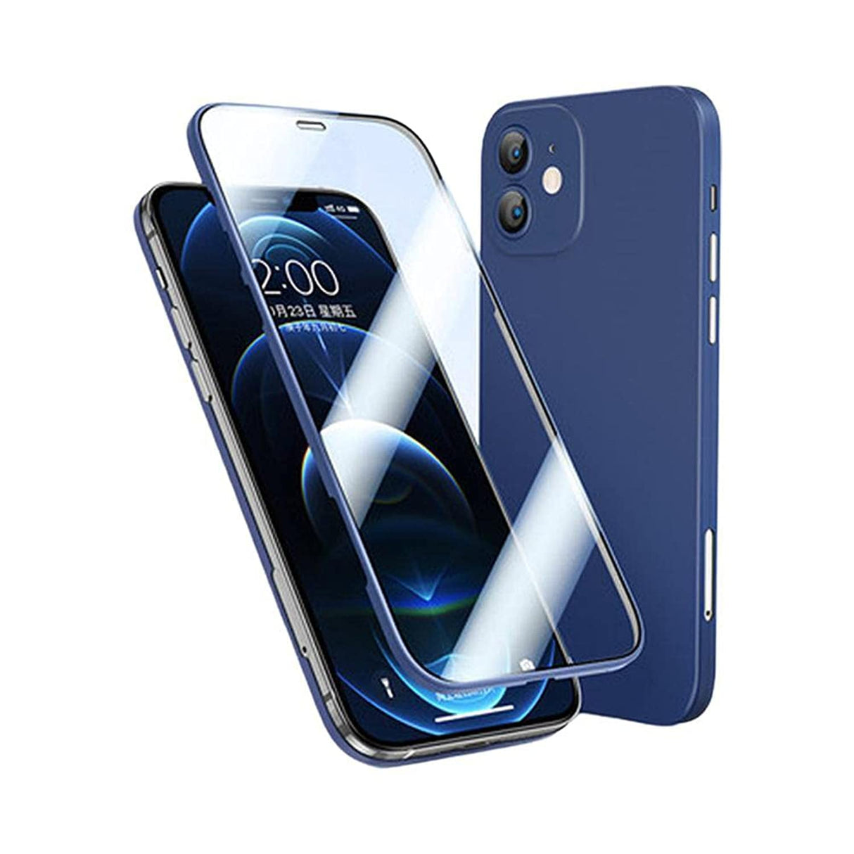 TOP SHOCK Full Protection Case For iPhone 13 Pro |13 Pro Max Shock proof Bumper Cover Anti-Scratch Ultra-thin Double Sided 2in1 Tempered Glass + PC Back Cover 360° Armor Ace (Blue, iPhone 13 Pro Max)