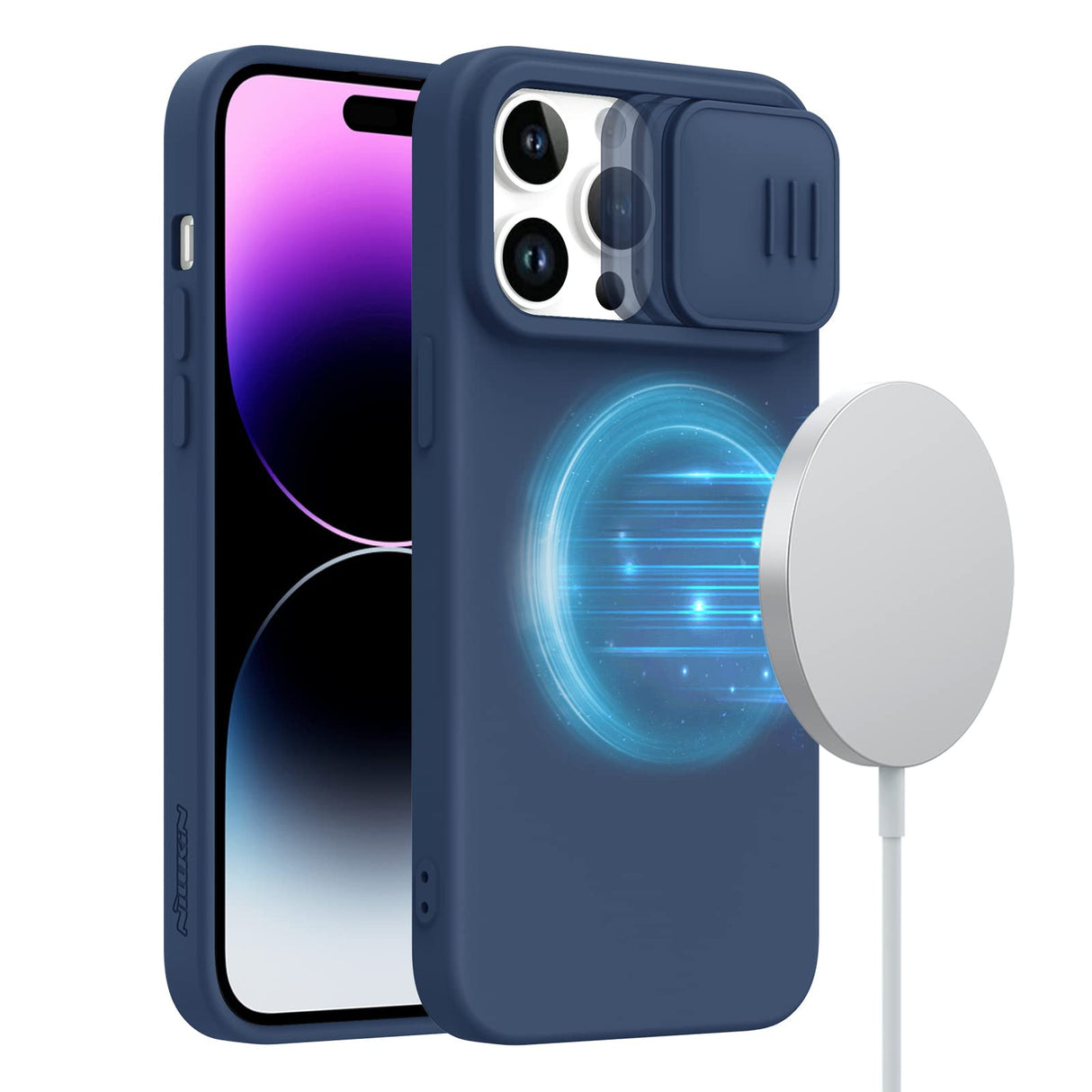 NILLKIN CamShield Silky Magnetic Silicone Protection Case For iPhone 14 Pro (Blue)