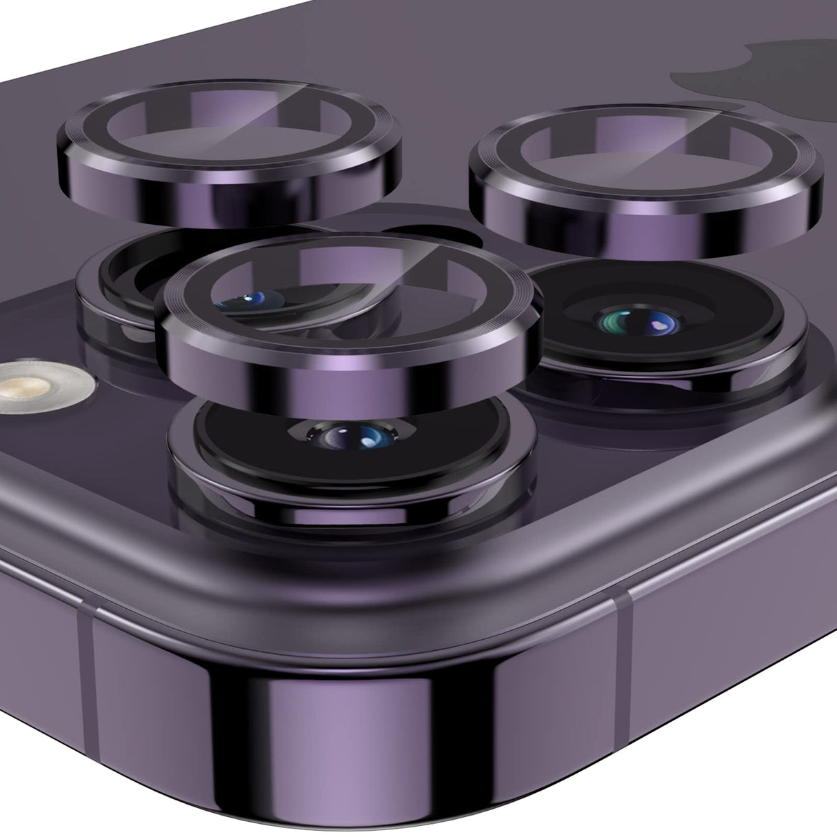 واقي عدسة كاميرا YWXTW مصمم لهاتف iPhone 14 Pro Max، واقي عدسة كاميرا iPhone 14 Pro، غطاء فردي معدني مضاد للخدش عالي الوضوح من الزجاج المقوى، مجموعة واحدة