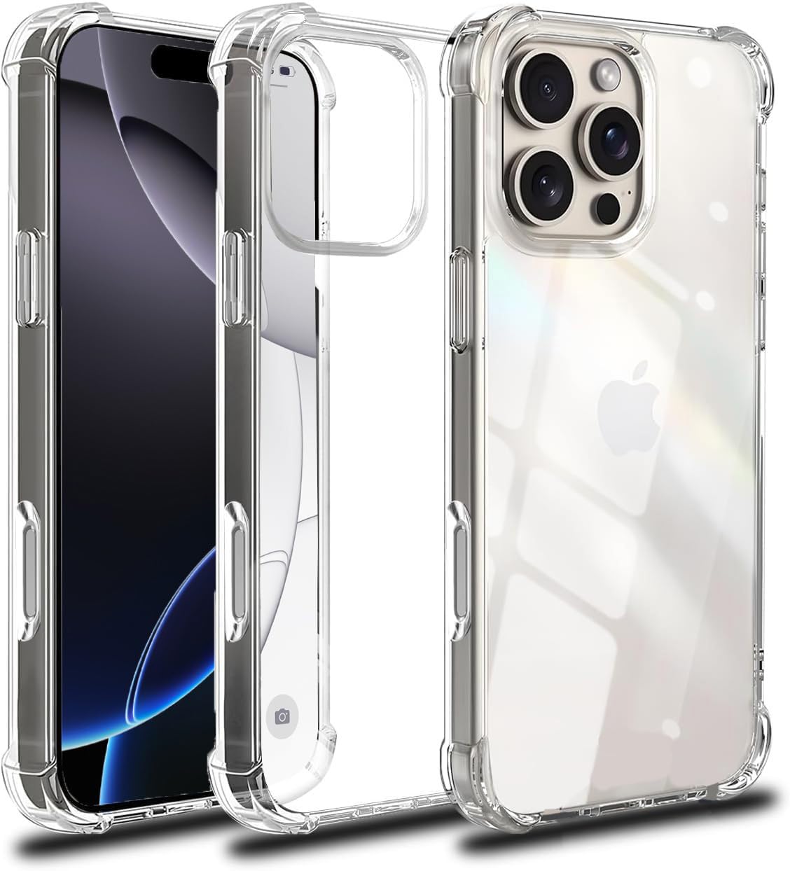 جراب شفاف من TR-PLANET لهاتف iPhone 16 Pro، غطاء سيليكون ناعم مبطن بالهواء، زوايا معززة مضادة للخدش، جراب هاتف مرن من مادة TPU بتصميم نحيف لهاتف iPhone 16 Pro، شفاف