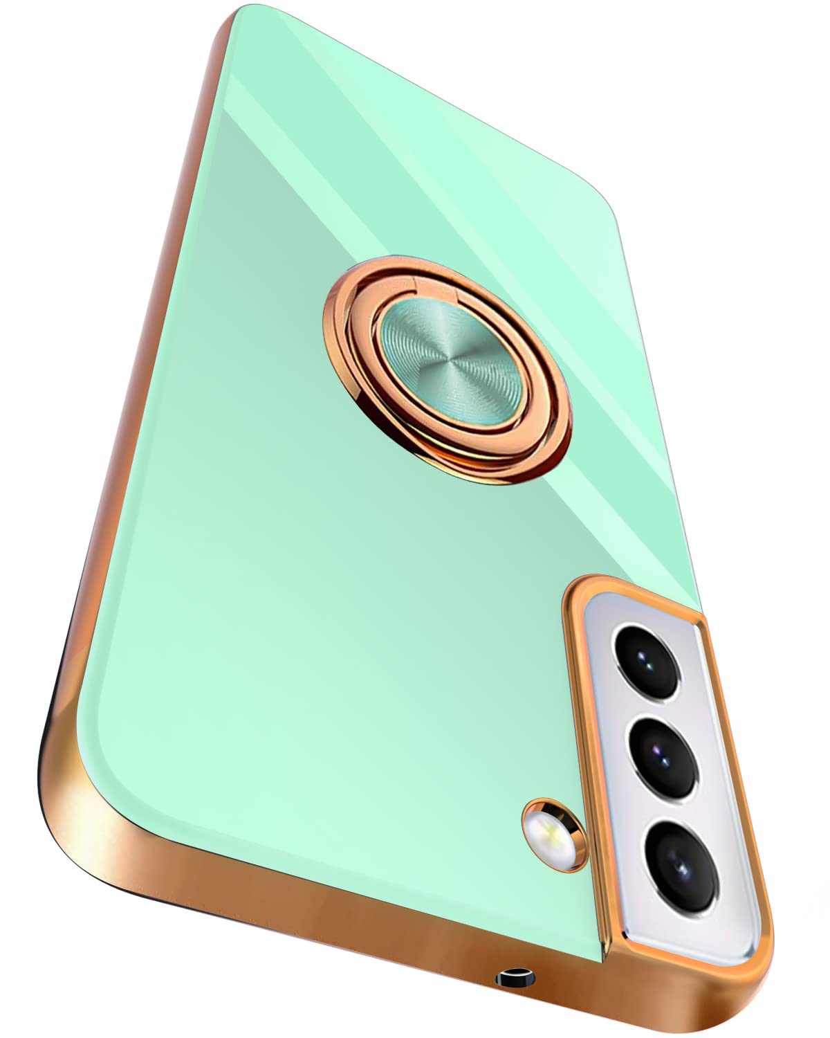 Tnarru Compatible for Samsung Galaxy S22 Plus Case with Ring Holder Kickstand [with Magnetic] Soft TPU Shockproof Electroplated Protective Phone Case for Galaxy S22+ 5G Light Green