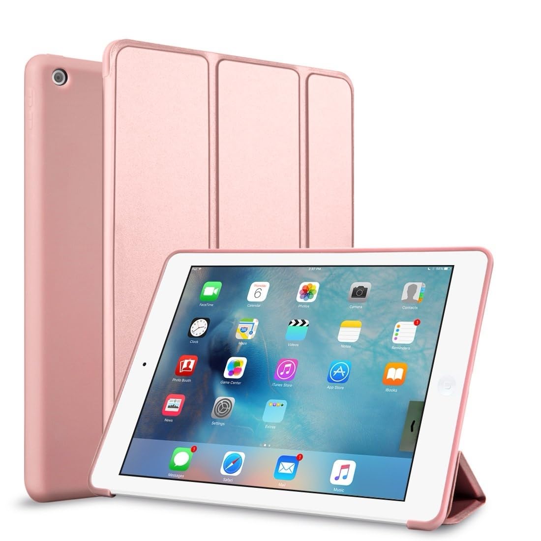 جراب Vultic Trifold Case لجهاز iPad Air 4/5 مقاس 10.9 بوصة (2020/2022)، حامل ذكي مغناطيسي [خاصية السكون/التنشيط التلقائي] غطاء خلفي رفيع ناعم من السيليكون (ذهبي وردي)