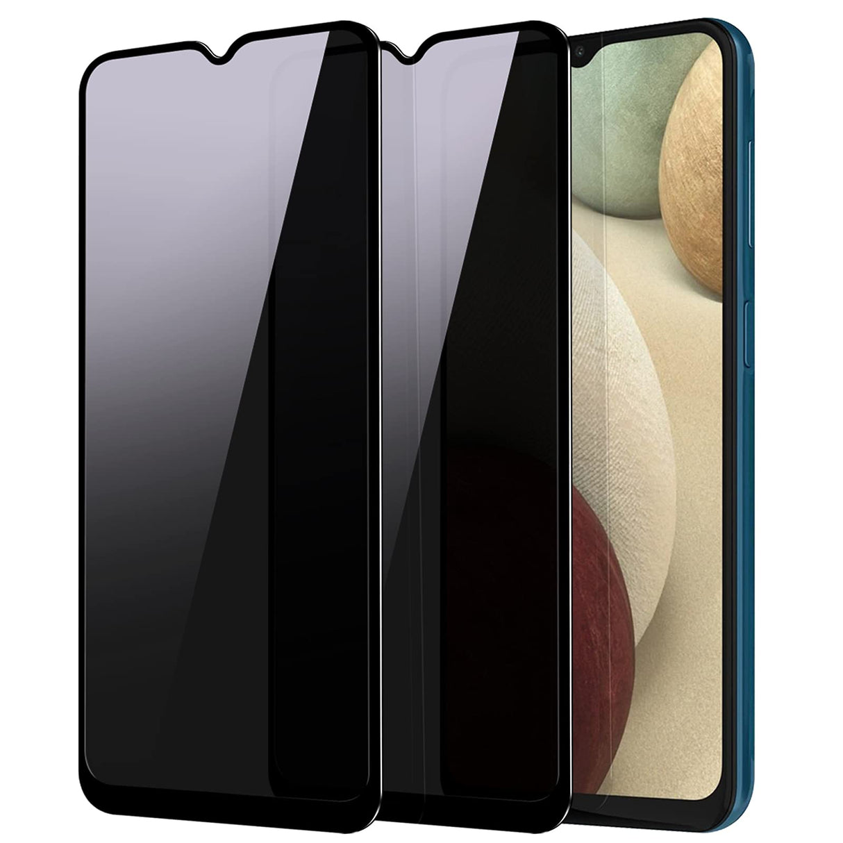 واقي شاشة الخصوصية YWXTW لهاتف Samsung Galaxy A12/A32 5G، واقي شاشة زجاجي مقوى مُحسّن مضاد للتجسس ومضاد للتلصص لهاتف Galaxy A12/A32 5G مقاس 6.5 بوصة، عبوة من قطعتين (أسود)