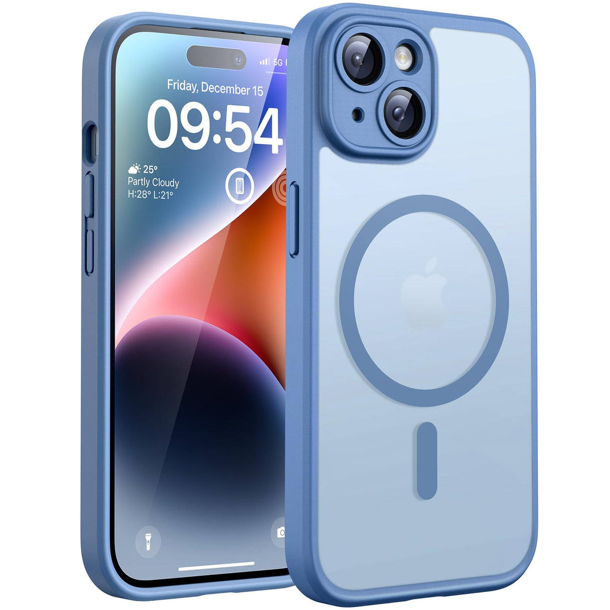 TOCOL for iPhone 14 Case Magnetic 6.1-inch, Upgraded Camera Protection, Compatible with MagSafe, Military Grade Shockproof, Anti-Scratch Non-Slip Matte Translucent Phone Cover, Light Blue