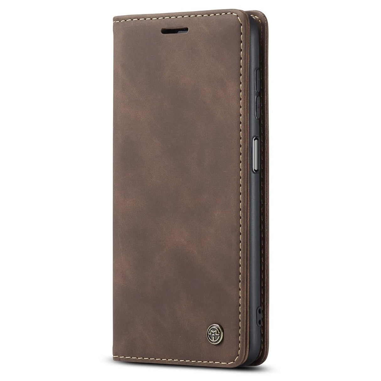 جراب محفظة جلدي من UniqCase قابل للامتصاص تلقائيًا لهاتف Samsung Galaxy A12 - لون بني