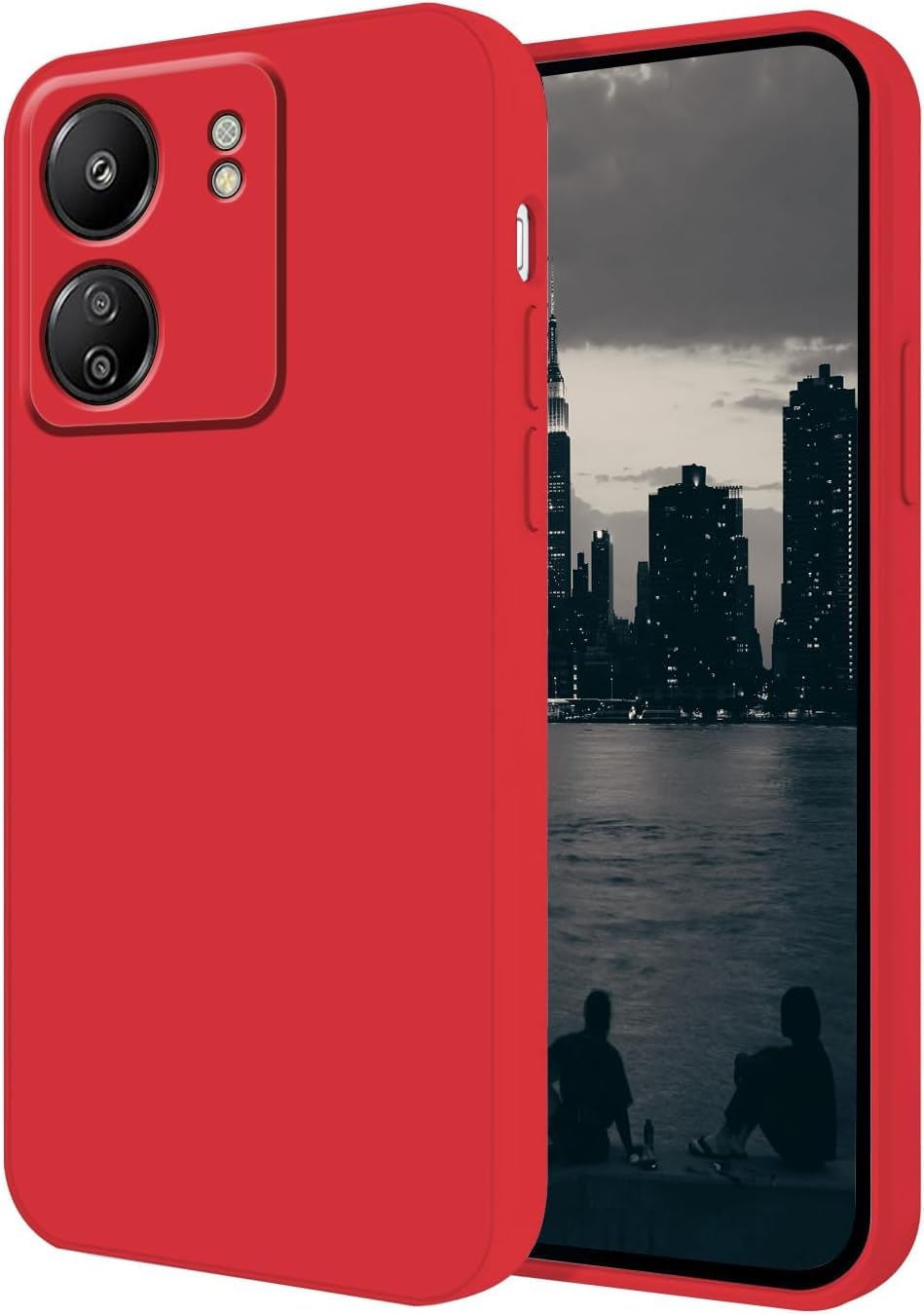 جراب AWH متوافق مع Redmi 13C مقاوم للصدمات - جراب هاتف Xiaomi Redmi 13C فائق النحافة من السيليكون السائل واقٍ ناعم مضاد للخدش مع جراب حماية كامل للجسم (أحمر)