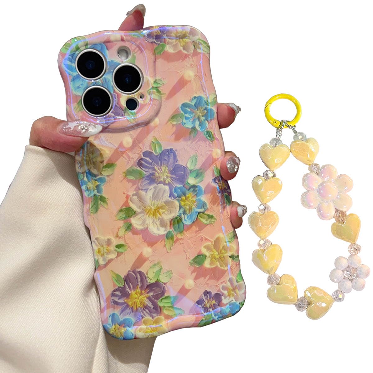 جراب Boolygo لهاتف iPhone 14 Pro Max - غطاء TPU لطيف مقاوم للصدمات، تصميم لوحة زيتية، جراب هاتف واقٍ لامع زهري للنساء (فراشة، iPhone 14 Plus)